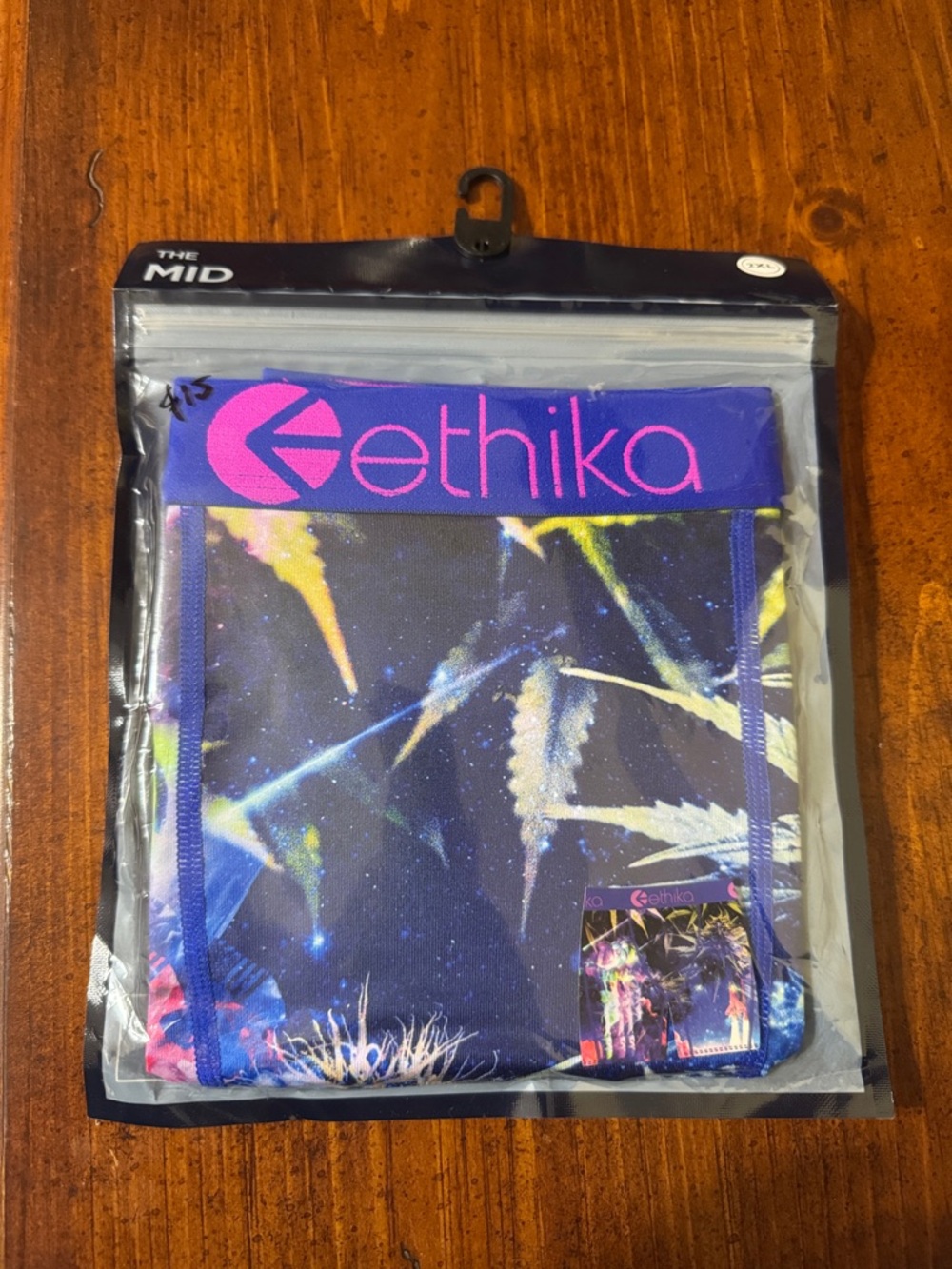 ethika Blue & Pink Mid Boxer Briefs with Neon Abstract Print